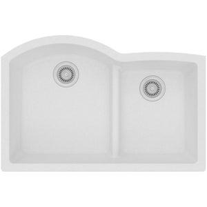 Alternate Image for Elkay Classic 33" Quartz Kitchen Sink, 55/45 Double Bowl, White, ELGHU3322RWH0