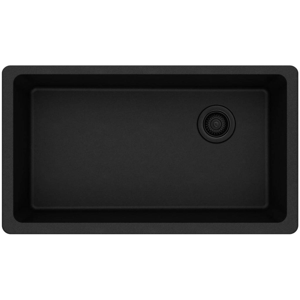 Elkay ELGU13322BK0 Classic 33" Quartz Kitchen Sink, Single Bowl, Black