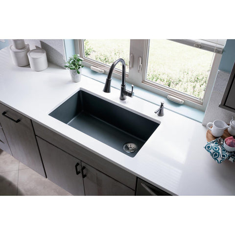 Elkay Classic 33" Quartz Kitchen Sink, Greystone, ELGU13322GS0
