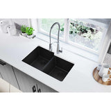 Elkay Classic 33" Quartz Kitchen Sink, 50/50 Double Bowl, Black, ELGU250RBK0 - The Sink Boutique