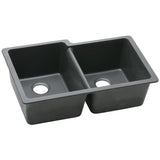 Elkay Classic 33" Quartz Kitchen Sink, 50/50 Double Bowl, Black, ELGU250RBK0 - The Sink Boutique