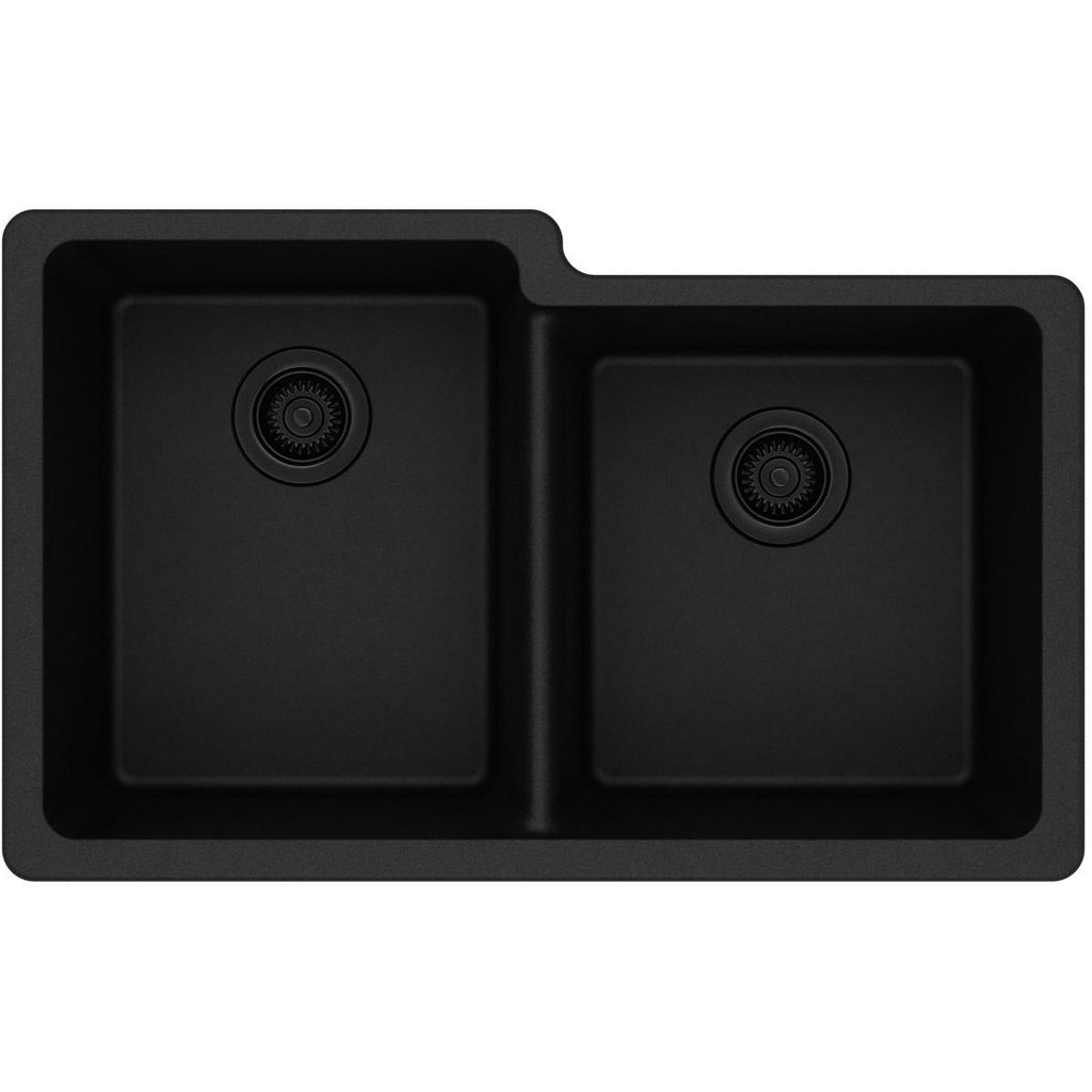 Elkay ELGU250RBK0 Classic 33" Quartz Kitchen Sink, 50/50 Double Bowl, Black