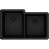 Elkay Classic 33" Quartz Kitchen Sink, 50/50 Double Bowl, Black, ELGU250RBK0