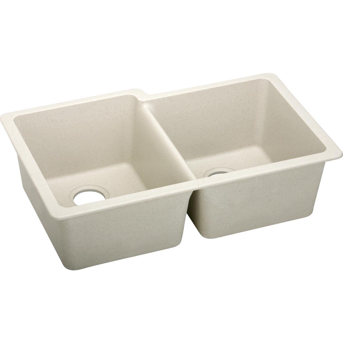 Elkay Classic 33" Quartz Kitchen Sink, 50/50 Double Bowl, Bisque, ELGU250RBQ0 - The Sink Boutique
