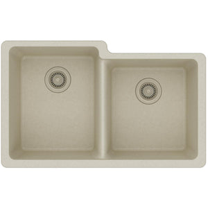 Alternate Image for Elkay Classic 33" Quartz Kitchen Sink, 50/50 Double Bowl, Bisque, ELGU250RBQ0
