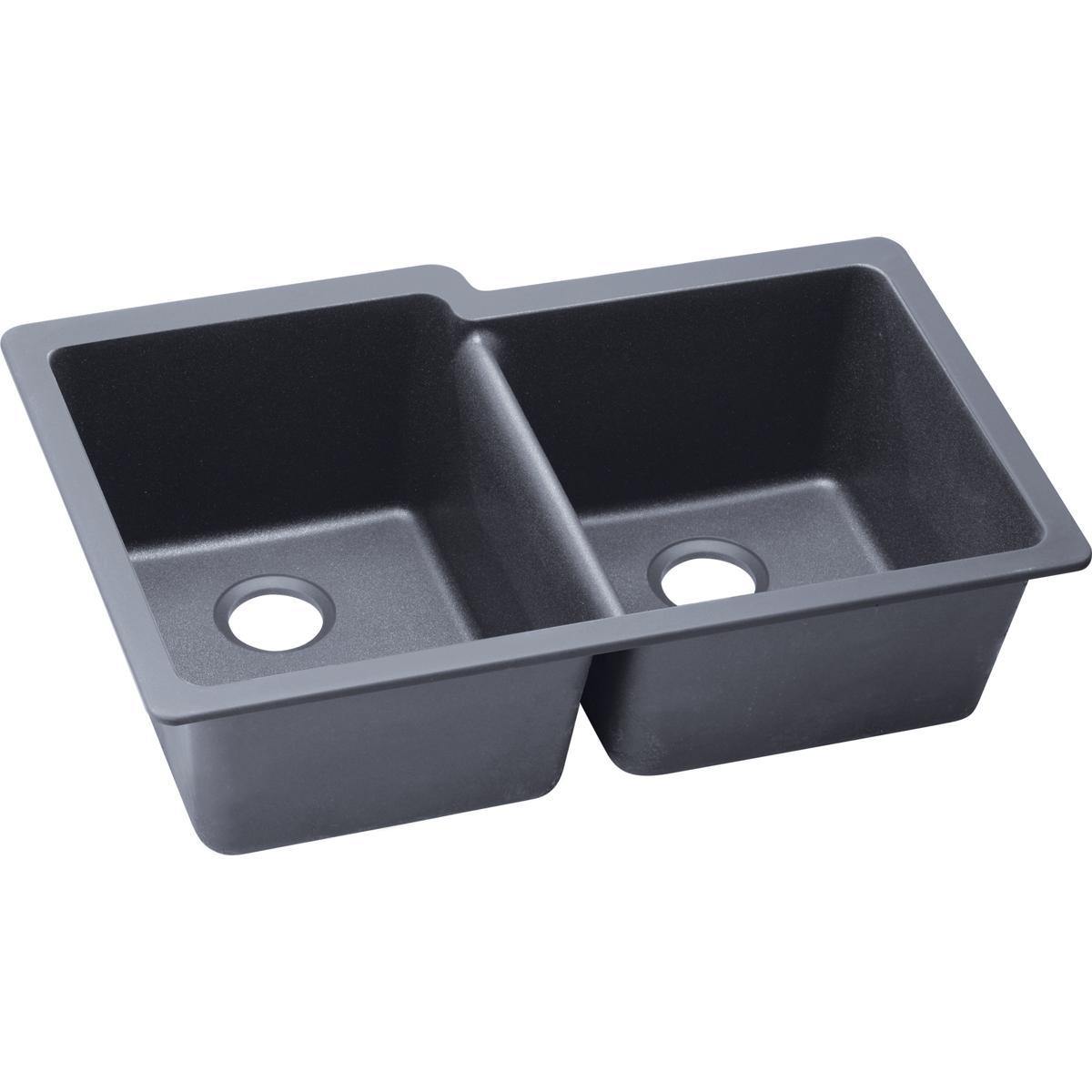 Elkay Classic 33" Quartz Kitchen Sink, 50/50 Double Bowl, Dusk Gray, ELGU250RGY0 - The Sink Boutique