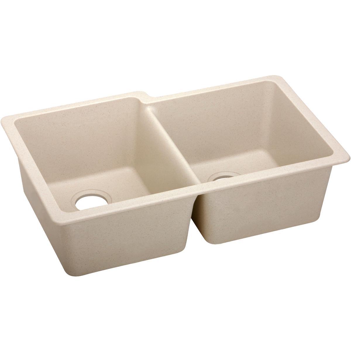 Elkay Classic 33" Quartz Kitchen Sink, 50/50 Double Bowl, Putty, ELGU250RPT0 - The Sink Boutique