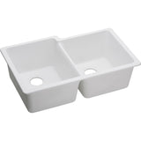 Elkay Classic 33" Quartz Kitchen Sink, 50/50 Double Bowl, White, ELGU250RWH0 - The Sink Boutique