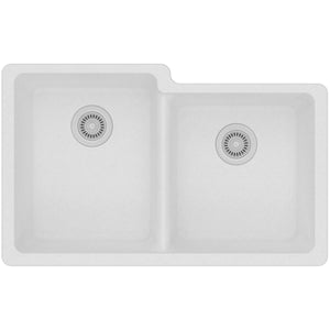 Alternate Image for Elkay Classic 33" Quartz Kitchen Sink, 50/50 Double Bowl, White, ELGU250RWH0
