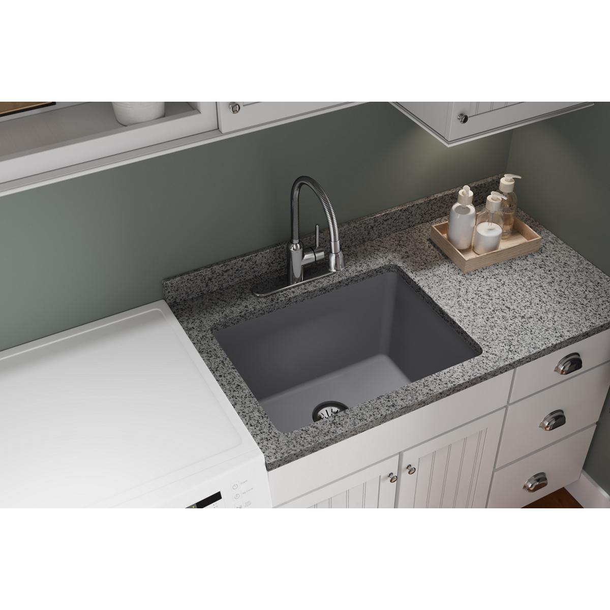 Elkay Classic 25" Quartz Laundry Sink, Greystone, ELGU251912PDGS0 - The Sink Boutique