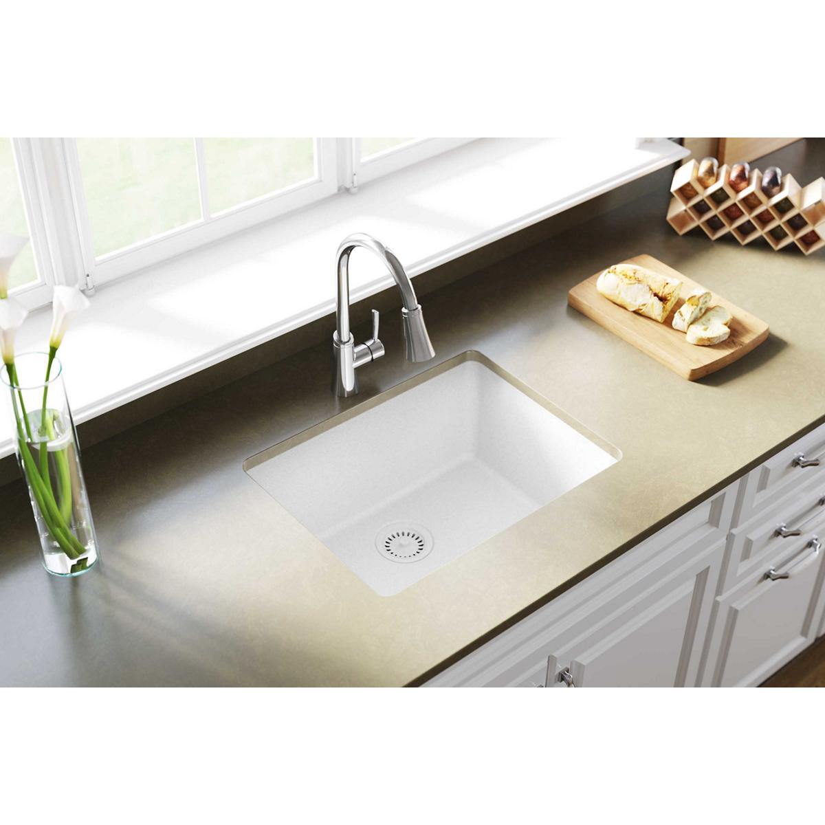 Elkay Classic 25" Quartz Kitchen Sink, White, ELGU2522WH0 - The Sink Boutique