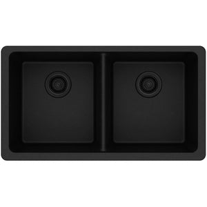 Alternate Image for Elkay Classic 33" Quartz Kitchen Sink, 50/50 Double Bowl, Black, ELGU3322BK0