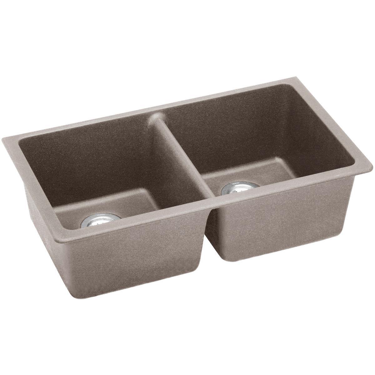 Elkay Classic 33" Quartz Kitchen Sink, 50/50 Double Bowl, Greige, ELGU3322GR0 - The Sink Boutique