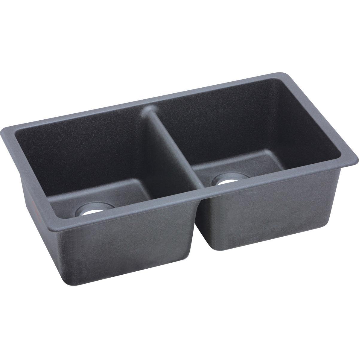 Elkay Classic 33" Quartz Kitchen Sink, 50/50 Double Bowl, Dusk Gray, ELGU3322GY0 - The Sink Boutique