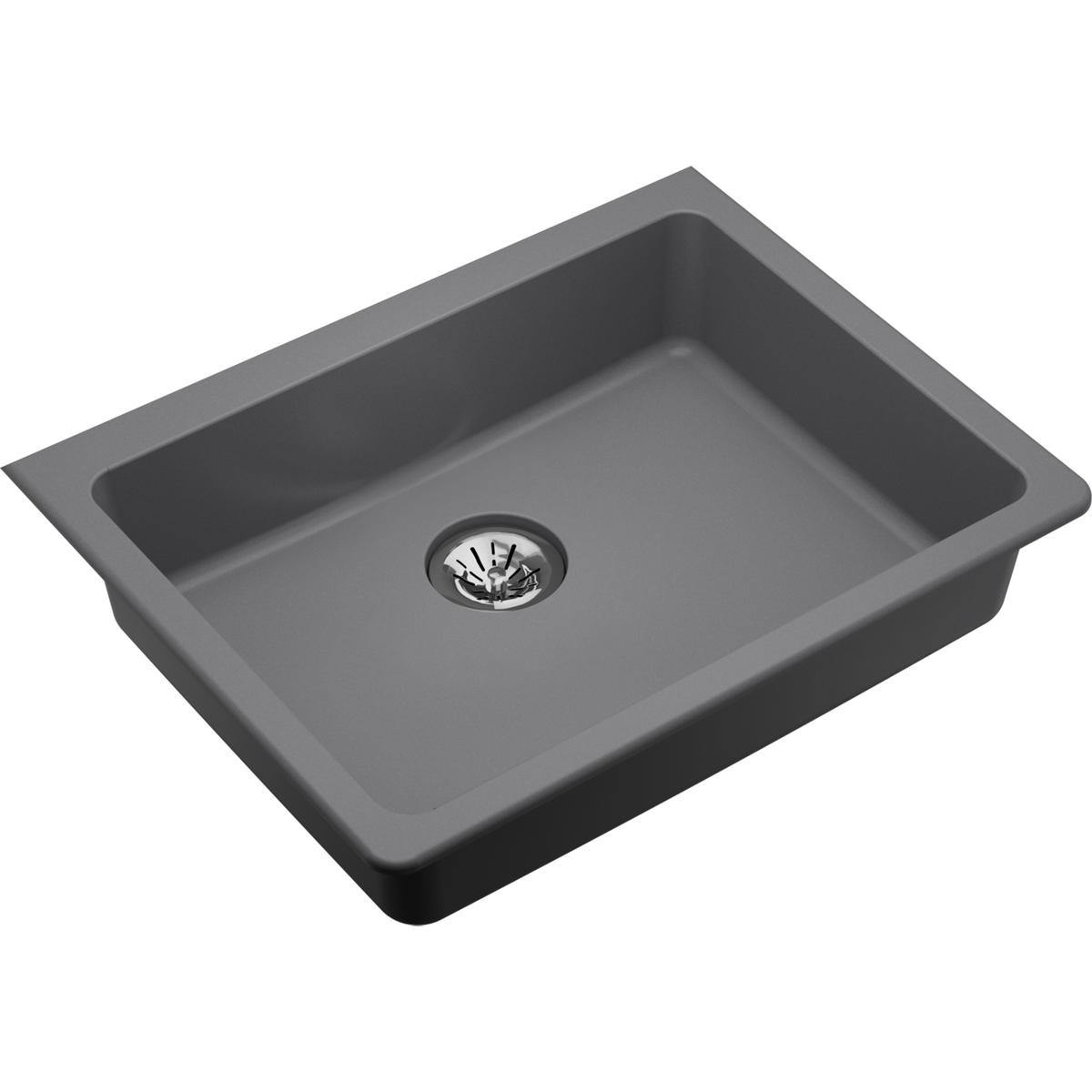Elkay Classic 25" Quartz Kitchen Sink, Greystone, ELGUAD2519PDGS0 - The Sink Boutique