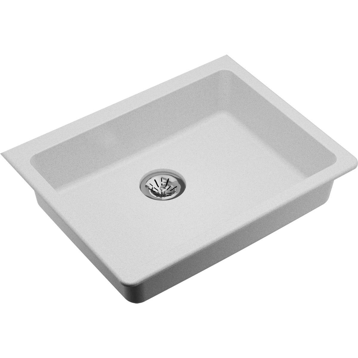 Elkay Classic 25" Quartz Kitchen Sink, White, ELGUAD2519PDWH0 - The Sink Boutique