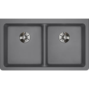 Alternate Image for Elkay Classic 33" Quartz Kitchen Sink, 50/50 Double Bowl, Greystone, ELGUAD3319PDGS0