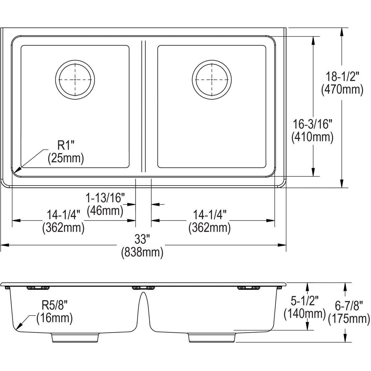Elkay Classic 33" Quartz Kitchen Sink, 50/50 Double Bowl, White, ELGUAD3319PDWH0 - The Sink Boutique
