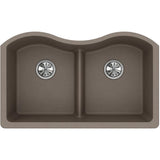 Elkay Classic 33" Quartz Kitchen Sink, 50/50 Double Bowl, Greige, ELGULB3322GR0
