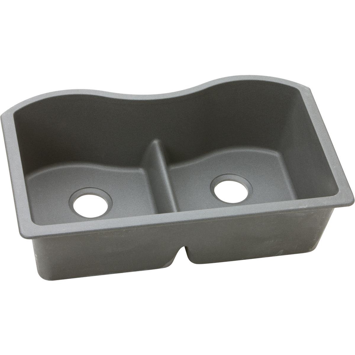 Elkay Classic 33" Quartz Kitchen Sink, 50/50 Double Bowl, Greystone, ELGULB3322GS0 - The Sink Boutique