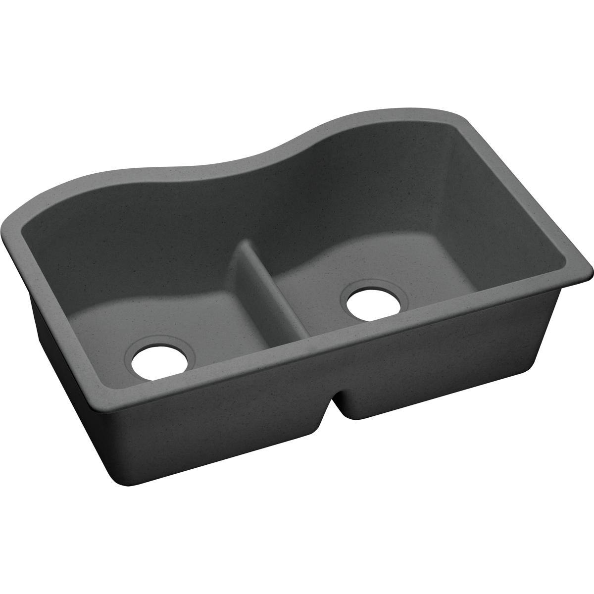 Elkay Classic 33" Quartz Kitchen Sink, 50/50 Double Bowl, Dusk Gray, ELGULB3322GY0 - The Sink Boutique