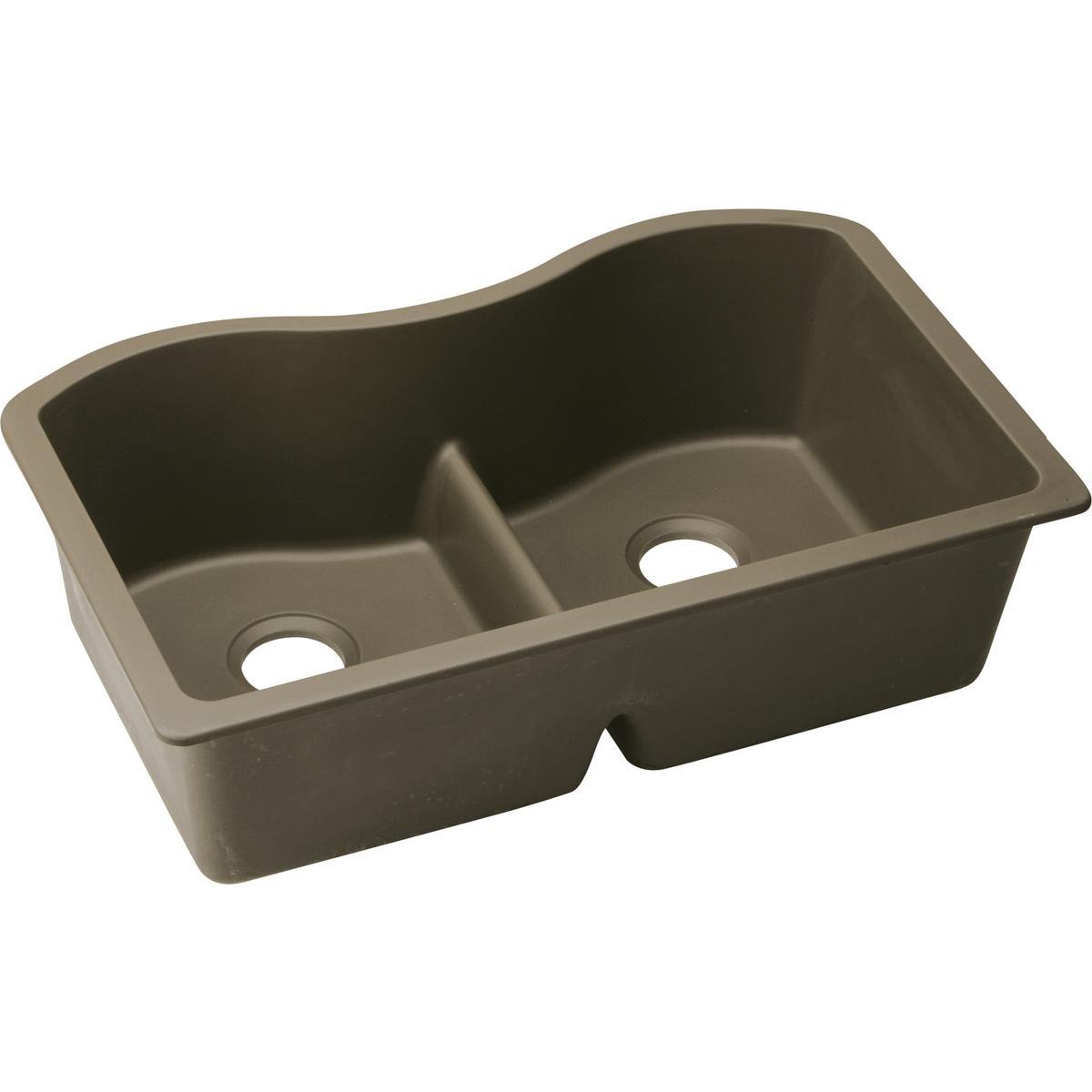 Elkay Classic 33" Quartz Kitchen Sink, 50/50 Double Bowl, Mocha, ELGULB3322MC0 - The Sink Boutique