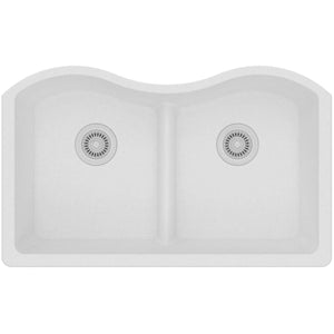 Alternate Image for Elkay Classic 33" Quartz Kitchen Sink, 50/50 Double Bowl, White, ELGULB3322WH0