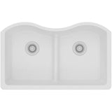 Elkay Classic 33" Quartz Kitchen Sink, 50/50 Double Bowl, White, ELGULB3322WH0