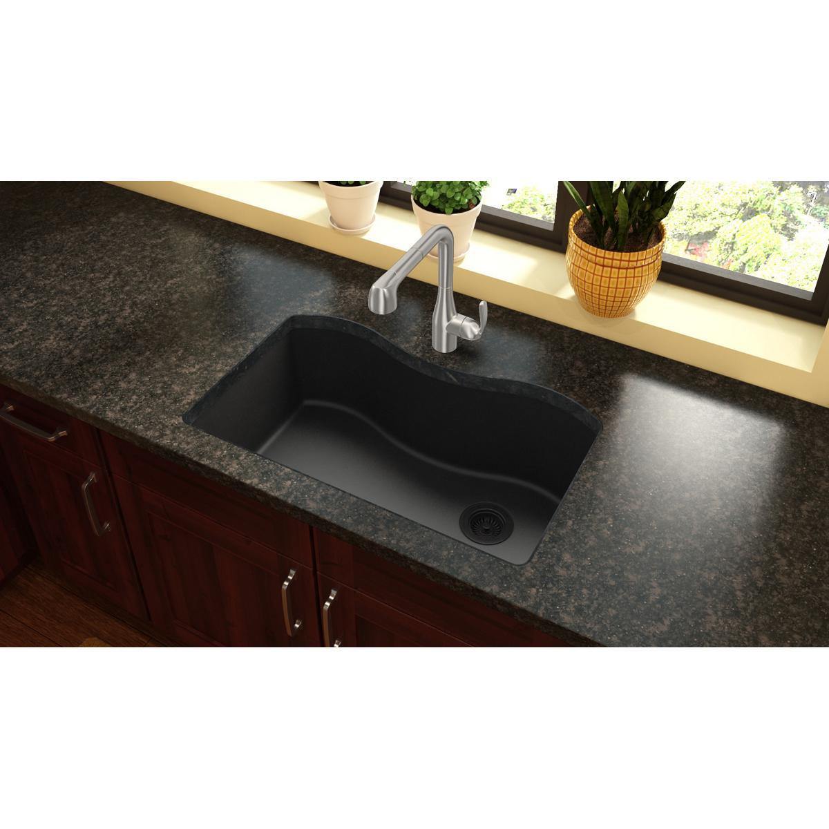 Elkay Classic 33" Quartz Kitchen Sink, Black, ELGUS3322RBK0 - The Sink Boutique