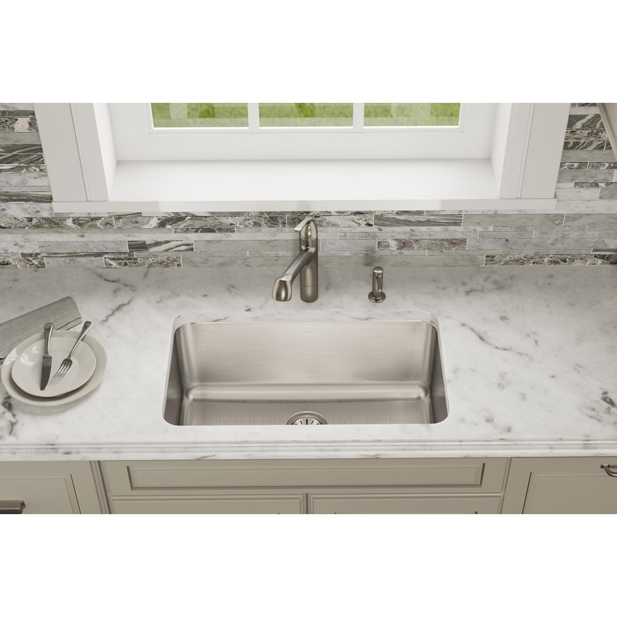Elkay Lustertone Classic 31" Stainless Steel Kitchen Sink, Lustrous Satin, ELUH281612 - The Sink Boutique