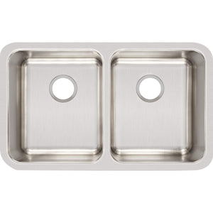 Alternate Image for Elkay Lustertone Classic 31" Stainless Steel Kitchen Sink, 50/50 Double Bowl, 18 Gauge, Lustrous Satin, ELUH311810