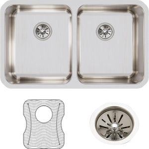 Alternate Image for Elkay Lustertone Classic 31" Stainless Steel Kitchen Sink, 50/50 Double Bowl, 18 Gauge, Sink Kit, Lustrous Satin, ELUH3118DBG