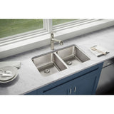 Elkay Lustertone Classic 31" Stainless Steel Kitchen Sink, 50/50 Double Bowl, Lustrous Satin, ELUH3118 - The Sink Boutique
