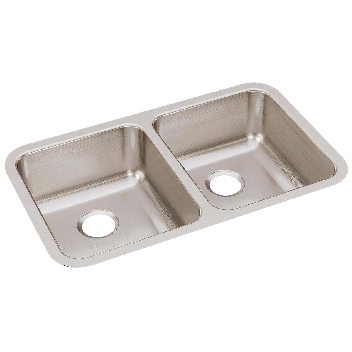 Elkay Lustertone Classic 31" Stainless Steel Kitchen Sink, 50/50 Double Bowl, Lustrous Satin, ELUH3118 - The Sink Boutique