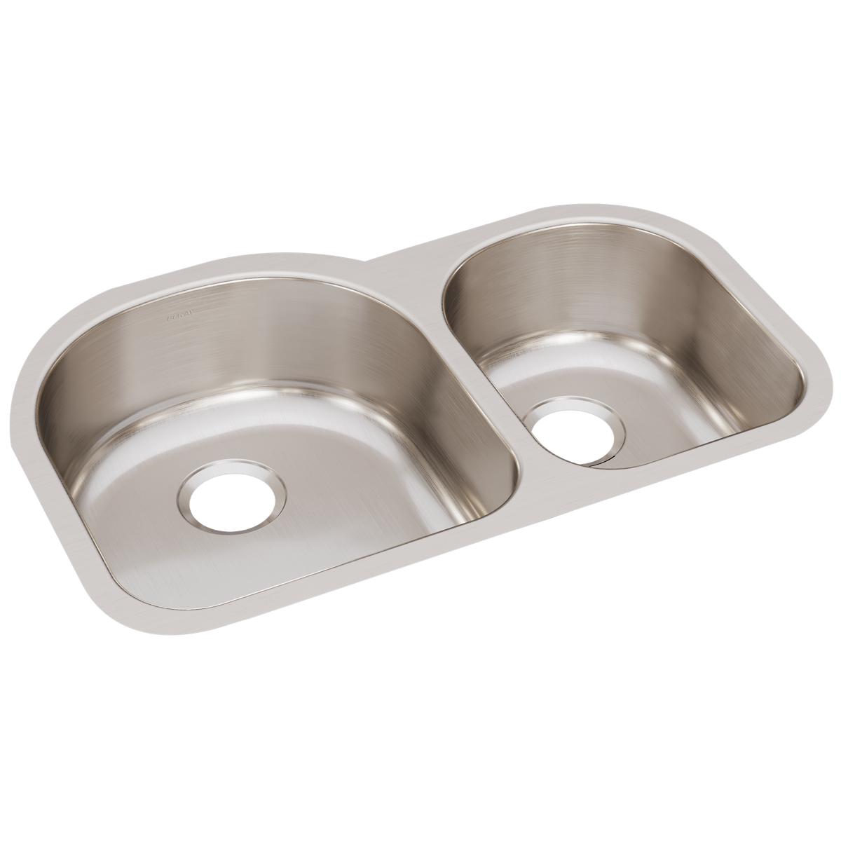 Elkay Lustertone Classic 31" Stainless Steel Kitchen Sink, 60/40 Double Bowl, Lustrous Satin, ELUH3119R - The Sink Boutique