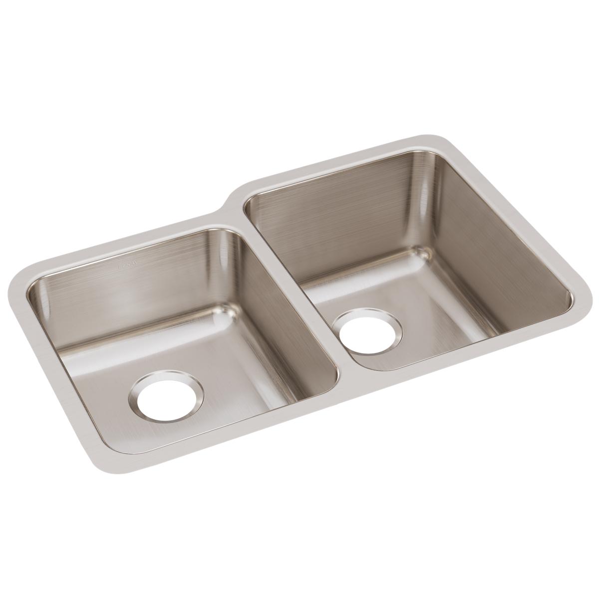 Elkay Lustertone Classic 31" Stainless Steel Kitchen Sink, 50/50 Double Bowl, Lustrous Satin, ELUH3120L - The Sink Boutique