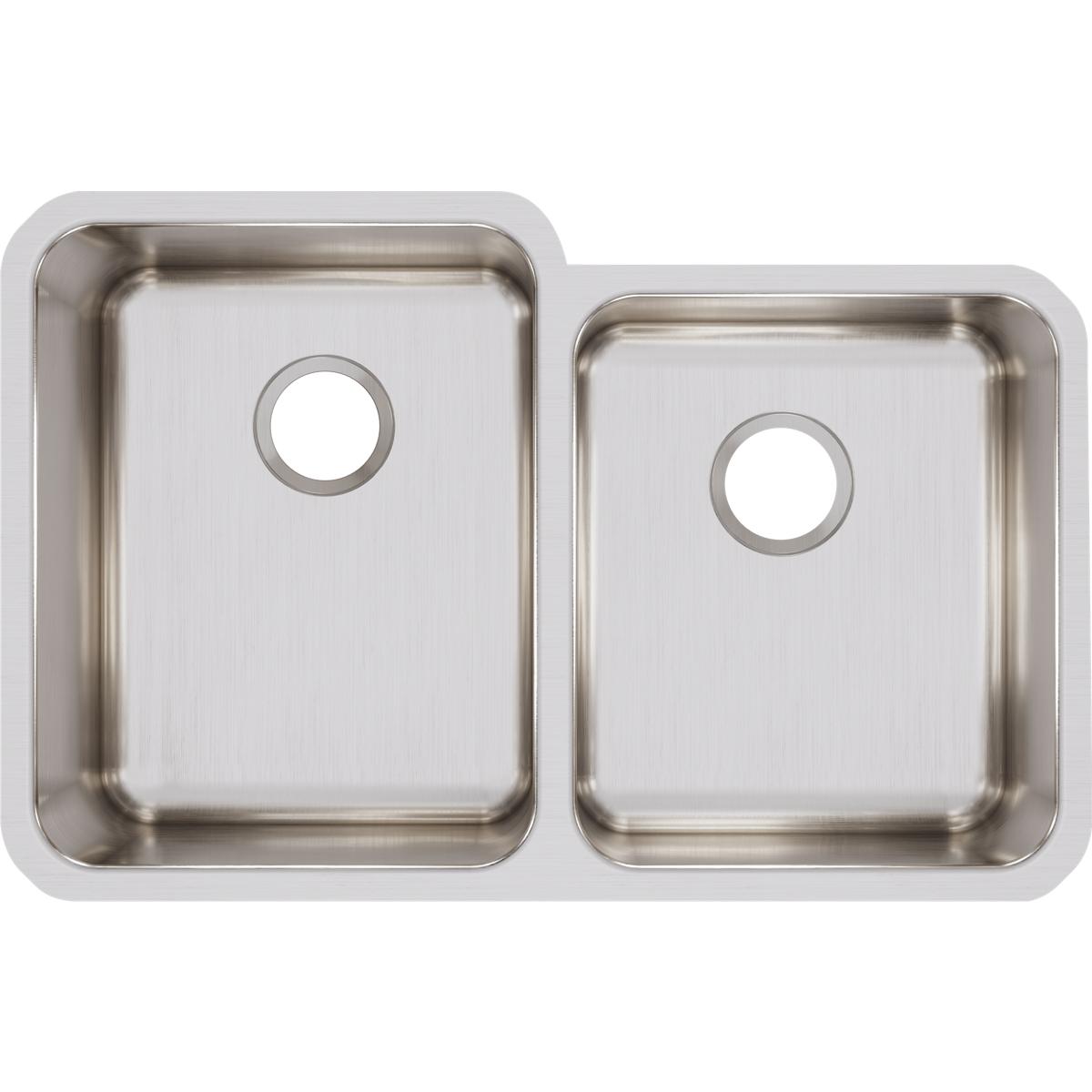 Elkay Lustertone Classic 31" Stainless Steel Kitchen Sink, 50/50 Double Bowl, Lustrous Satin, ELUH3120R
