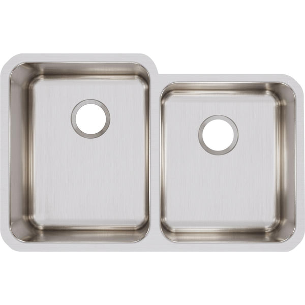 Elkay Lustertone Classic 31" Stainless Steel Kitchen Sink, 50/50 Double Bowl, Lustrous Satin, ELUH3120R
