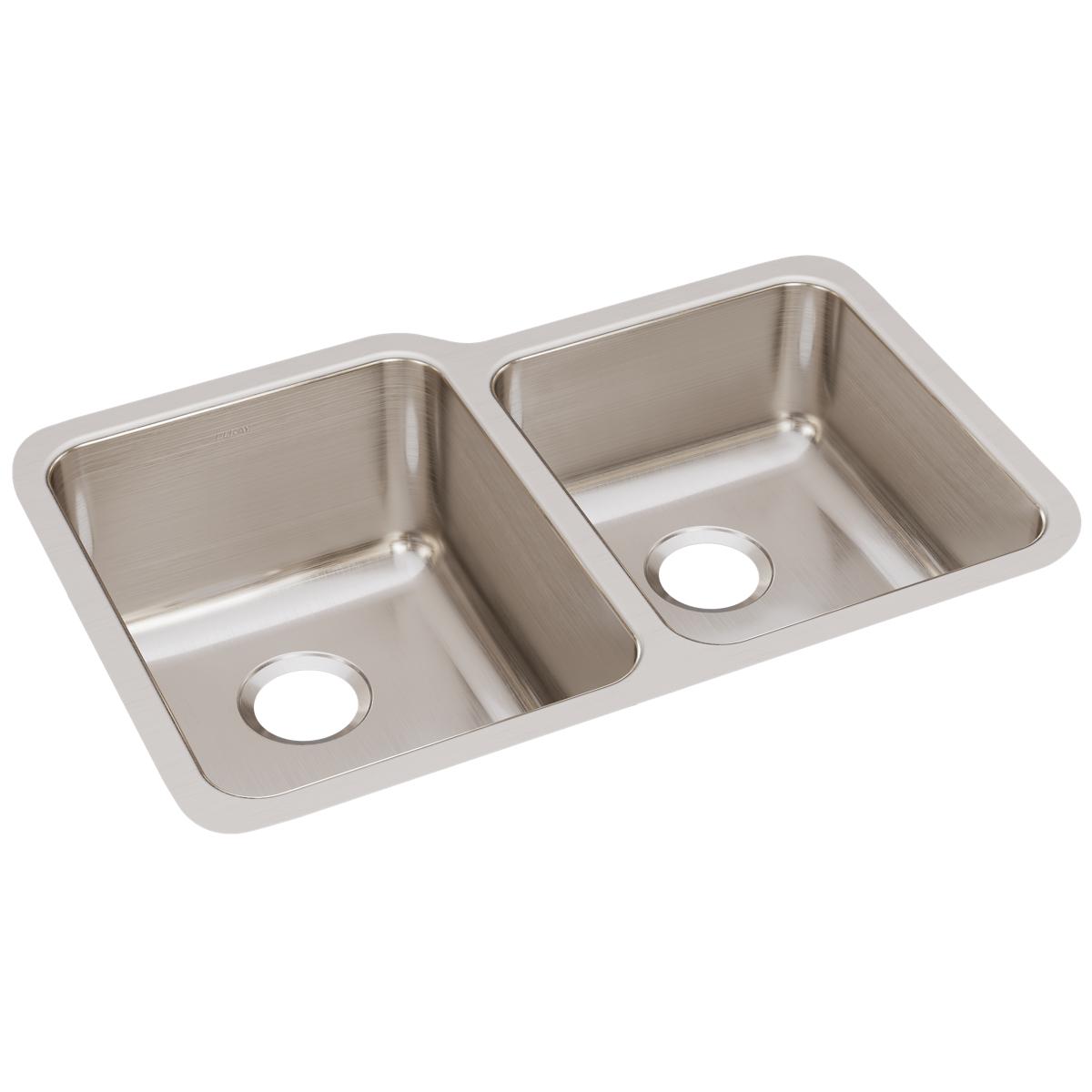 Elkay Lustertone Classic 31" Stainless Steel Kitchen Sink, 50/50 Double Bowl, Lustrous Satin, ELUH3120R - The Sink Boutique