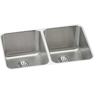 Alternate Image for Elkay Lustertone Classic 31" Stainless Steel Kitchen Sink, 50/50 Double Bowl, 18 Gauge, Lustrous Satin, ELUH322010PD