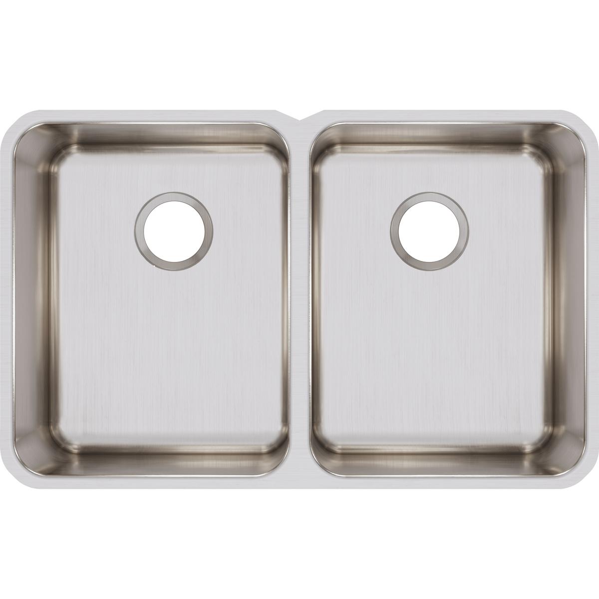 Elkay Lustertone Classic 31" Stainless Steel Kitchen Sink, 50/50 Double Bowl, Lustrous Satin, ELUH322010