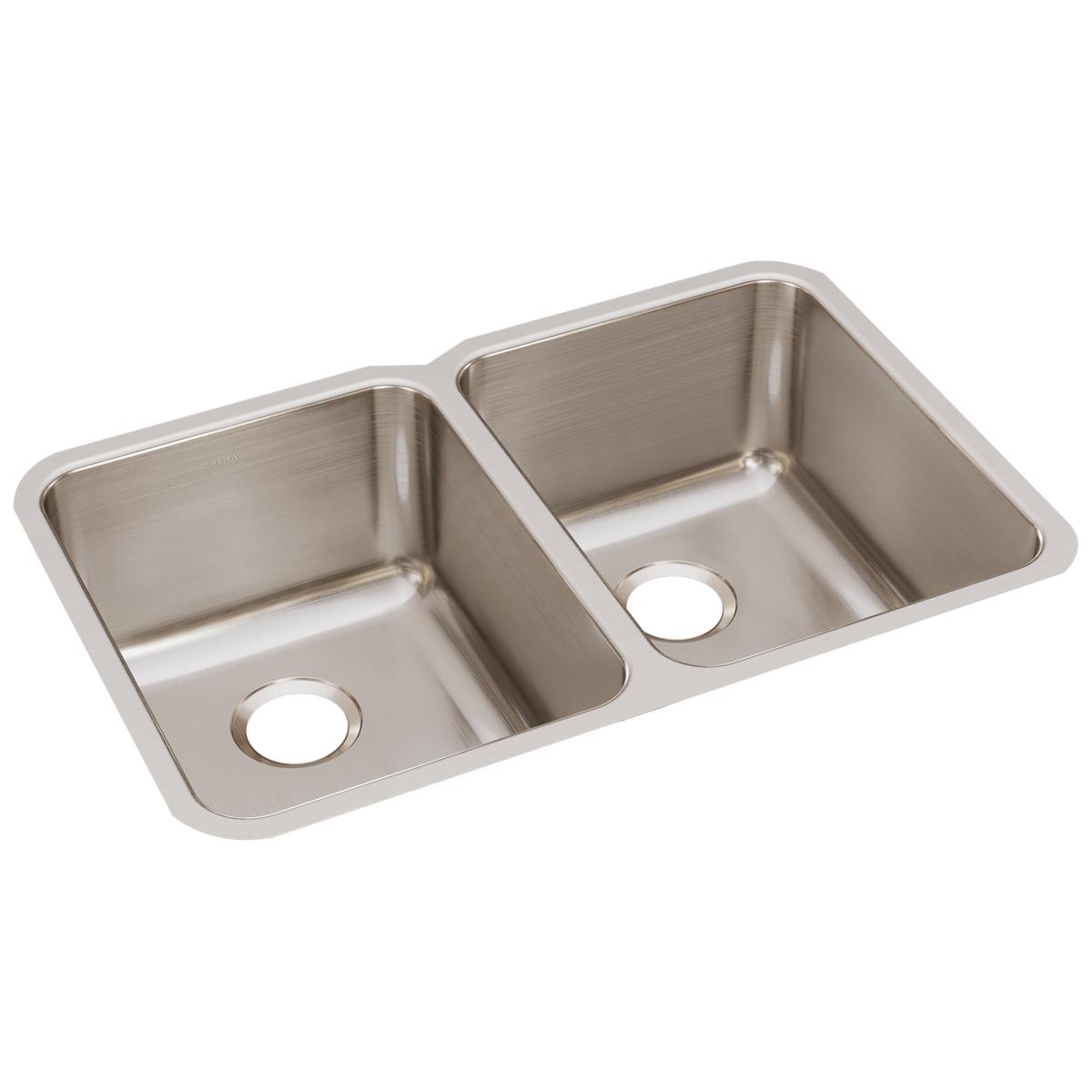 Elkay Lustertone Classic 31" Stainless Steel Kitchen Sink, 50/50 Double Bowl, Lustrous Satin, ELUH322010 - The Sink Boutique