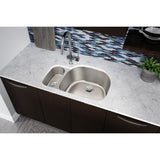 Elkay Lustertone Classic 32" Stainless Steel Kitchen Sink, 25/75 Double Bowl, Lustrous Satin, ELUH322110L - The Sink Boutique