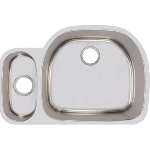 Alternate Image for Elkay Lustertone Classic 32" Stainless Steel Kitchen Sink, 25/75 Double Bowl, 18 Gauge, Lustrous Satin, ELUH322110L