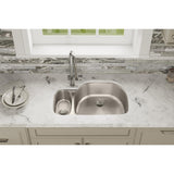 Elkay Lustertone Classic 32" Stainless Steel Kitchen Sink, 25/75 Double Bowl, Lustrous Satin, ELUH3221L - The Sink Boutique
