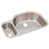 Elkay Lustertone Classic 32" Stainless Steel Kitchen Sink, 25/75 Double Bowl, Lustrous Satin, ELUH3221L - The Sink Boutique