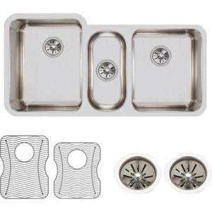 Alternate Image for Elkay Lustertone Classic 40" Stainless Steel Kitchen Sink, 40/20/40 Triple Bowl, 18 Gauge, Sink Kit, Lustrous Satin, ELUH4020DBG