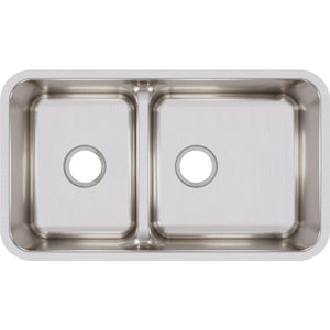 Alternate Image for Elkay Lustertone Classic 32" Stainless Steel Kitchen Sink, 40/60 Double Bowl, 18 Gauge, Lustrous Satin, ELUHAQD32179