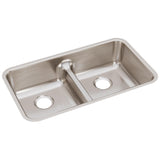 Elkay Lustertone Classic 32" Stainless Steel Kitchen Sink, 50/50 Double Bowl, Lustrous Satin, ELUHAQD3218 - The Sink Boutique