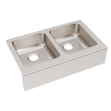 Elkay Lustertone Classic 33" Stainless Steel Farmhouse Kitchen Sink, 50/50 Double Bowl, Lustrous Satin, ELUHF3320 - The Sink Boutique